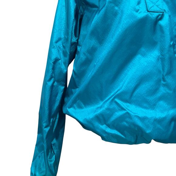 Vintage LL Bean Turquoise Windbreaker Womens Sz Medium Henley Nylon Unlined - Picture 11 of 16